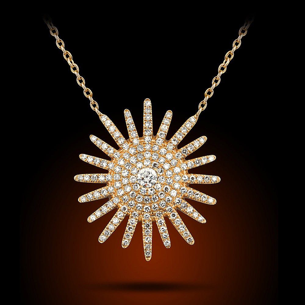14K Rose Gold Diamond Star Burst Set With 0.43Ct Diamonds