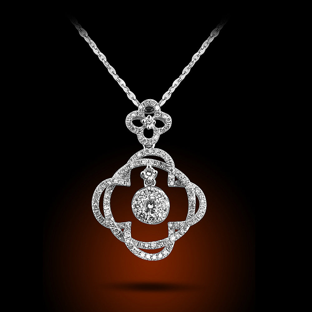 14K White Gold Diamond Pendant Set With 0.92Ct Diamonds