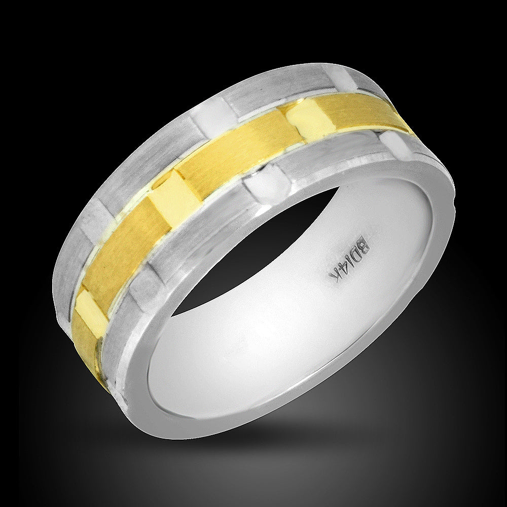 14K Two Tone Men’s Wedding Band