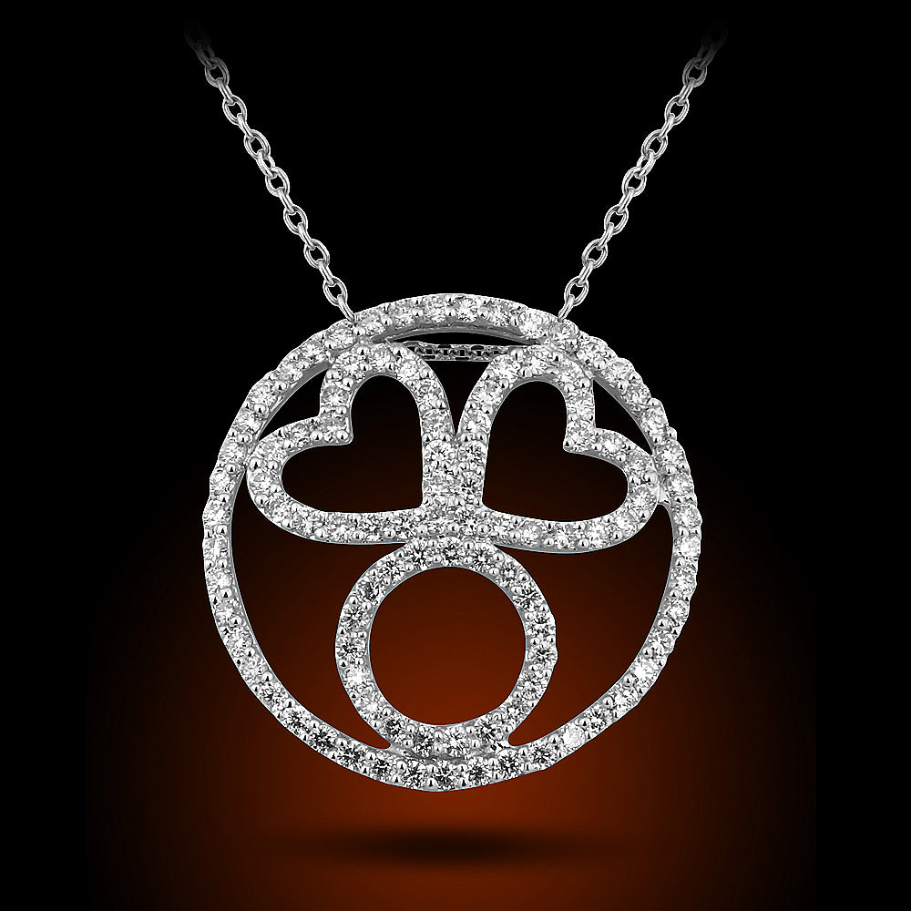 14K White Gold Diamond Pendant Set With 1.50Ct Diamonds
