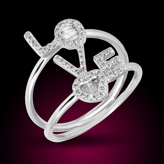 18K White Gold Diamond Love Ring Set With 0.27Ct Diamonds