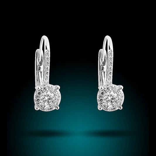 14K White Gold Diamond Earrings Set With 1.0Ct Diamonds