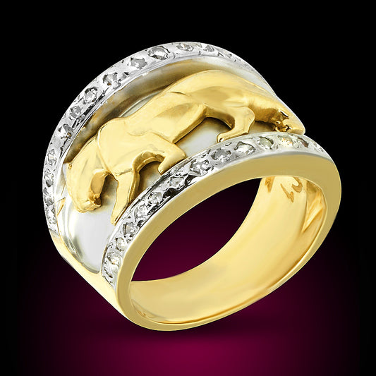 14K Two Tone Diamond Ring Set With0.35 Ct Diamonds