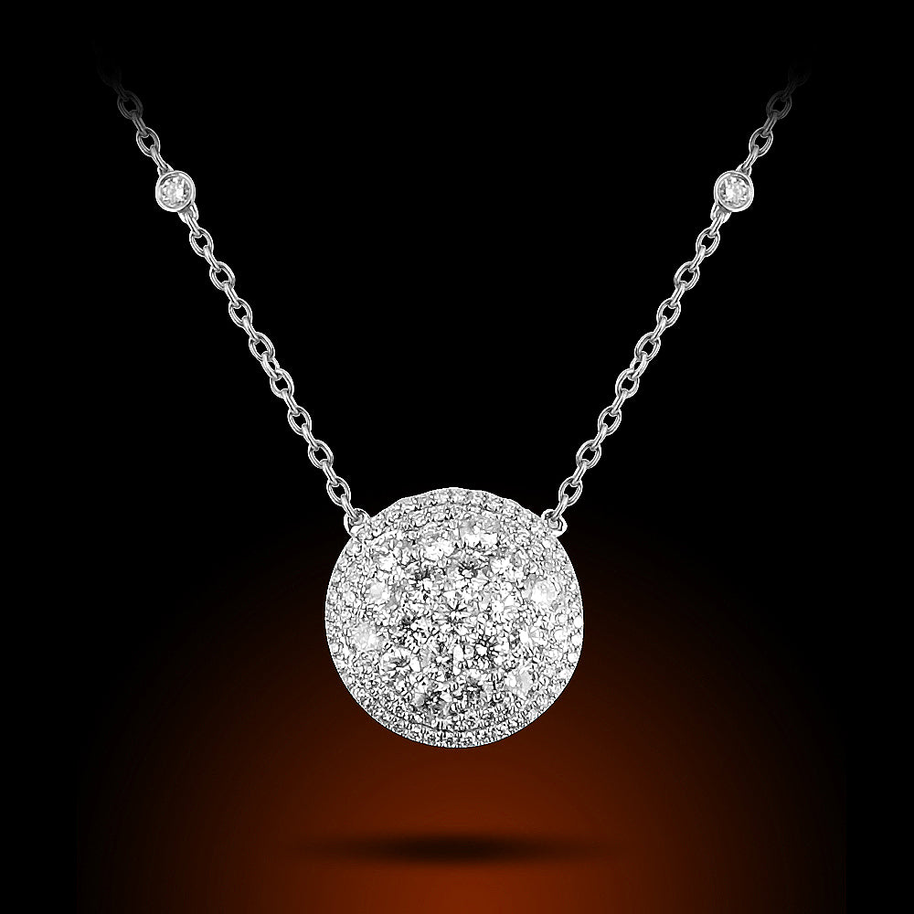 18K White Gold Diamond Necklace Set With 0.80Ct Diamonds