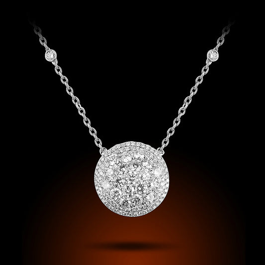 18K White Gold Diamond Necklace Set With 0.80Ct Diamonds