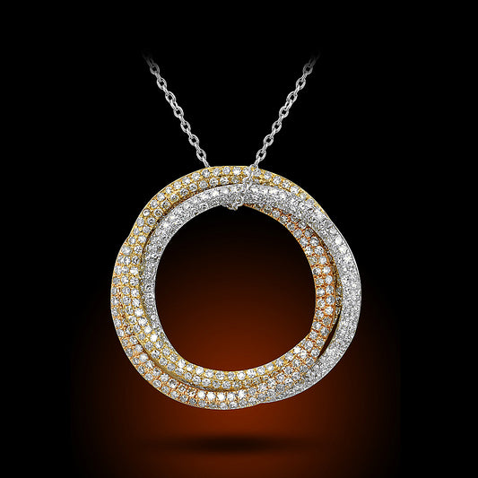 14K Diamond Tri Color Diamond Pendant Set With 0.50Ct Diamonds