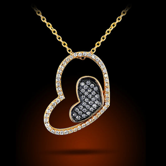 10K Rose Gold Heart Pendant Set With 0.27Ct Diamonds