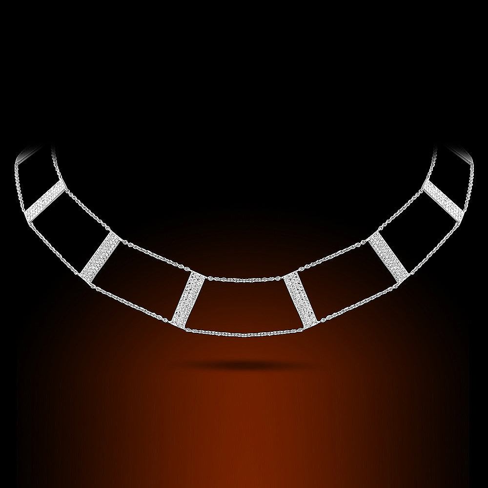 14K White Gold Necklace Set With 0.71Ct Diamonds