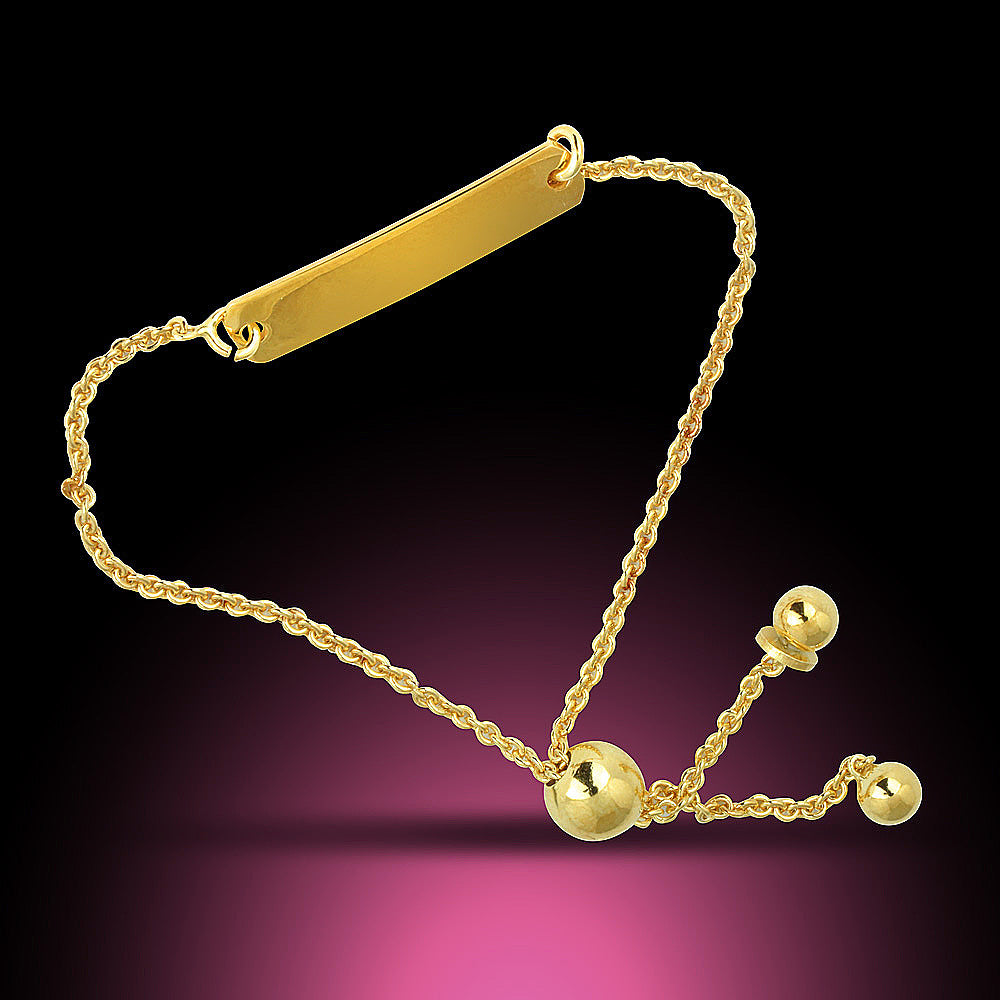 Gold Plated Stainless Steel Baby Bracelet with Name Tag