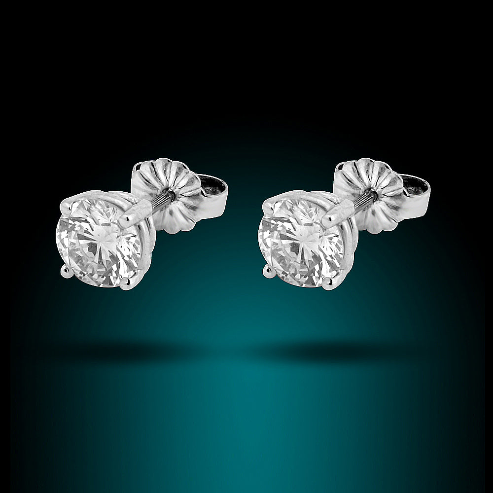 14K White Diamond Studs 1.55Ct