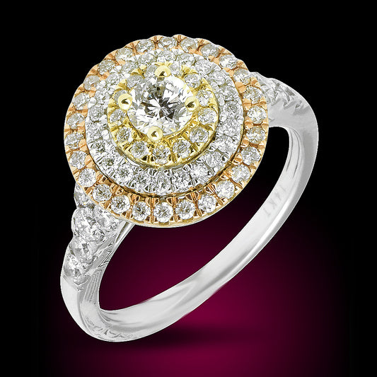 14K Tri Color Diamond Ring Set With 1.25Ct Diamonds