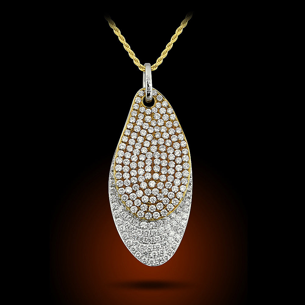 18K Two Tone Diamond Pendant Set With 5.10Ct Diamonds