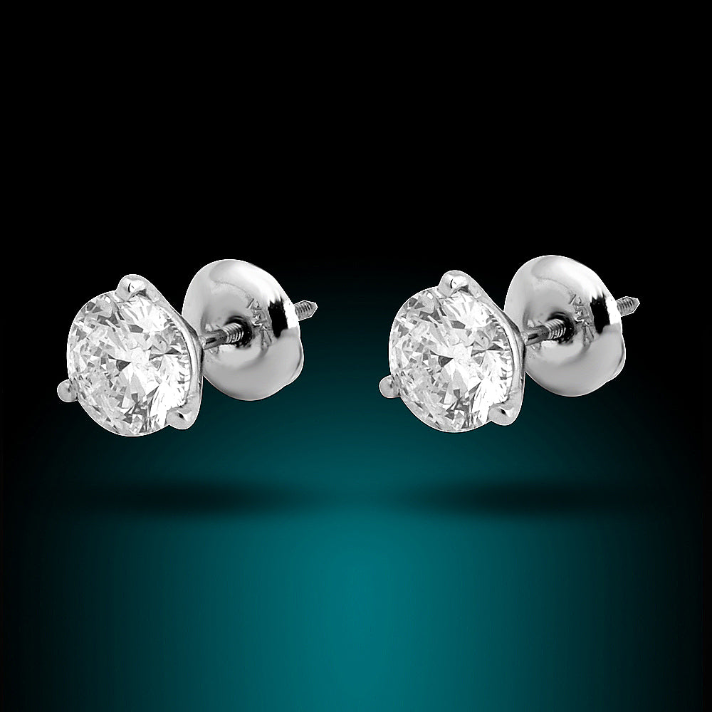 14K White Gold Diamond Studs Set With 1.36Ct Diamonds