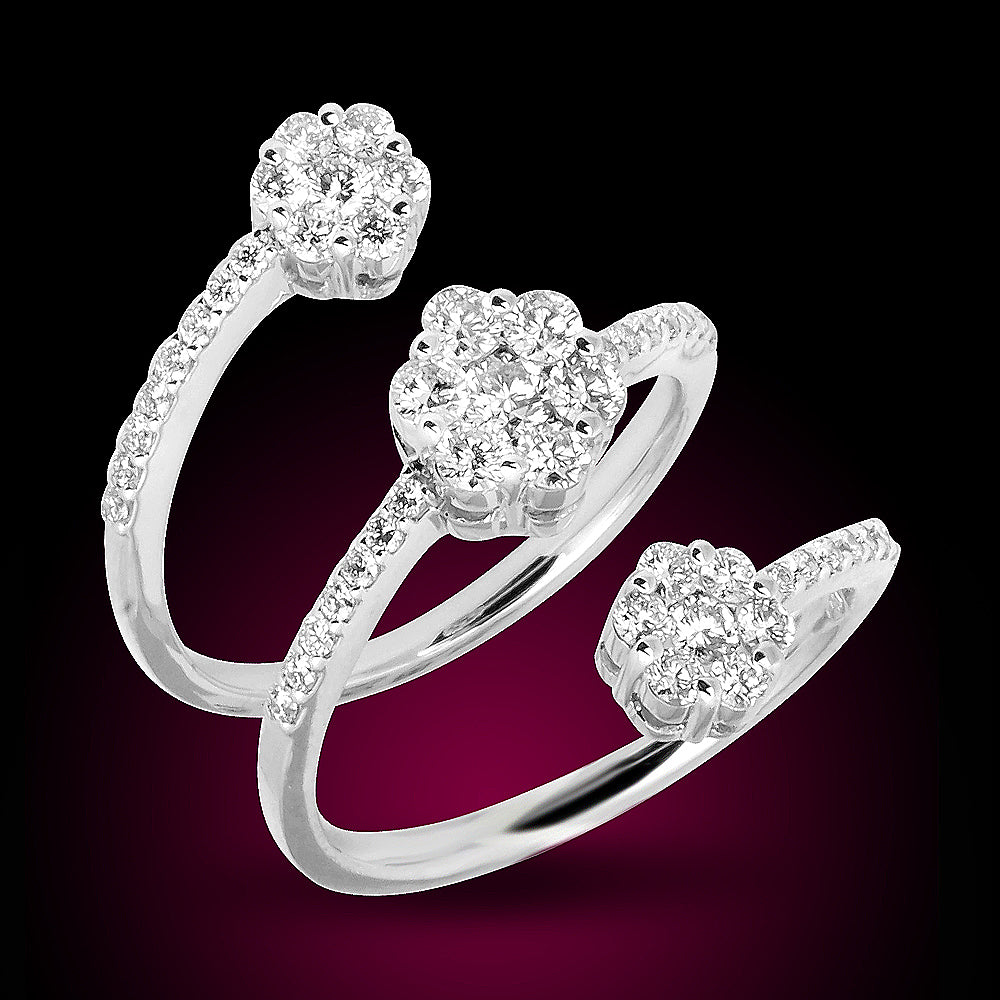 18K White Gold Diamond Ring Set With 1.00Ct Total Weight Diamonds