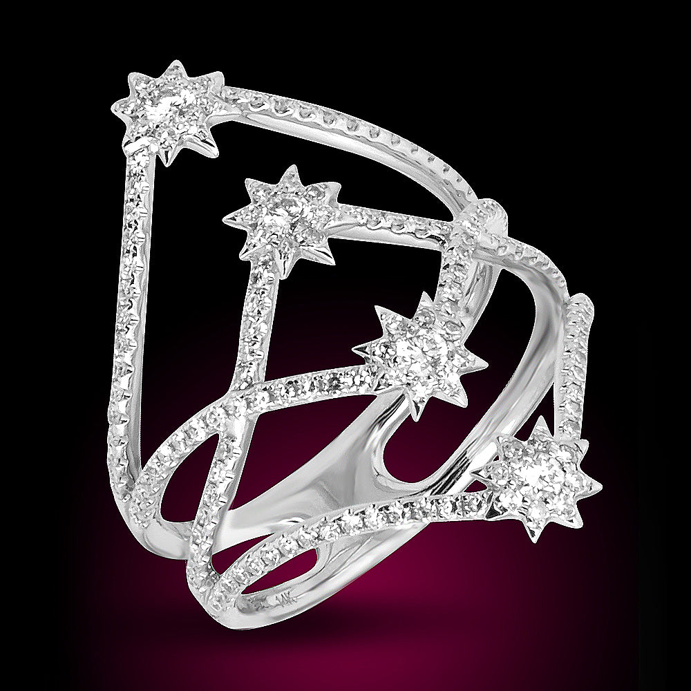 14K White Gold Diamond Ring Set With 0.58Ct Total Weight Diamonds