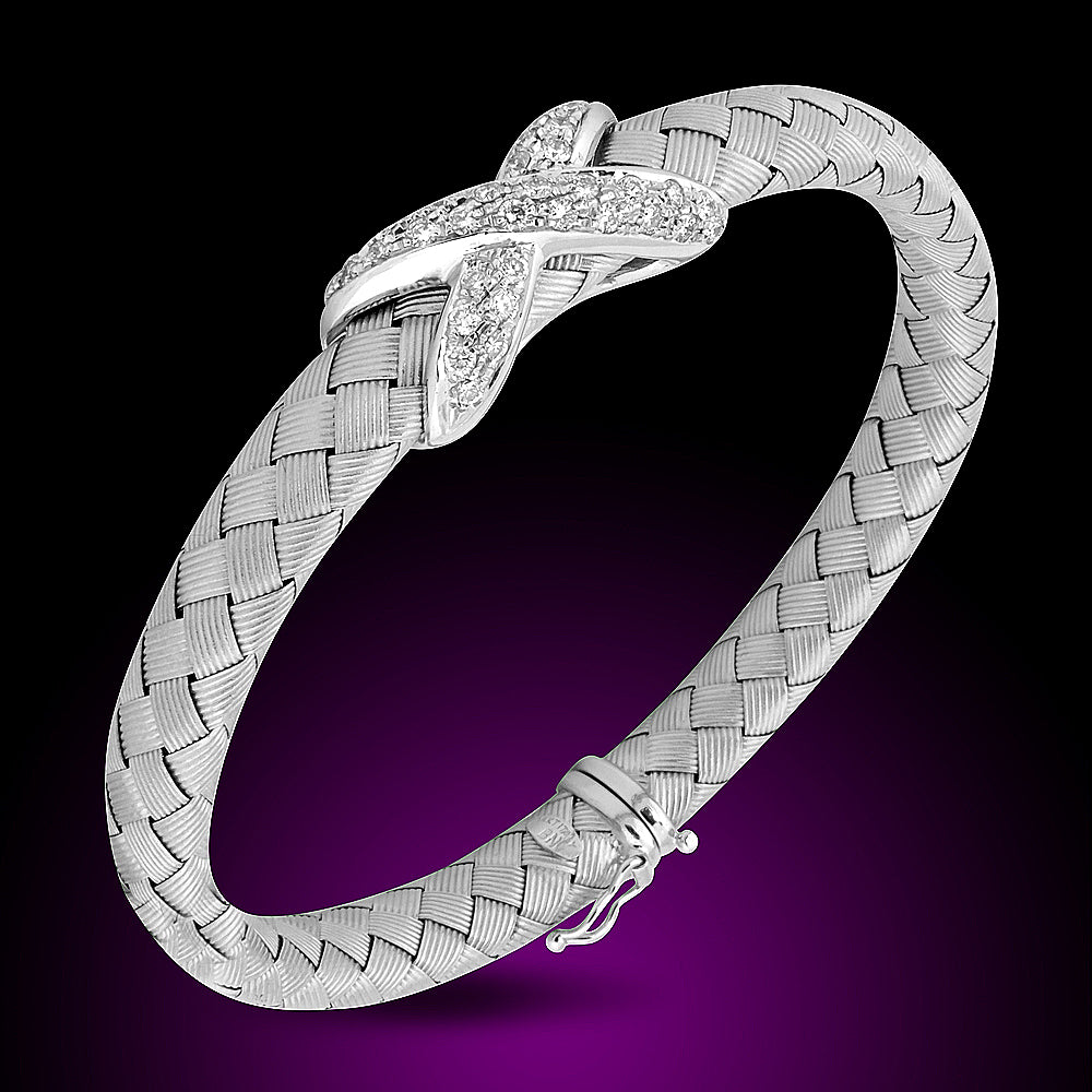 14K White Gold Mash Diamond Bangel Set With 0.75Ct Diamonds