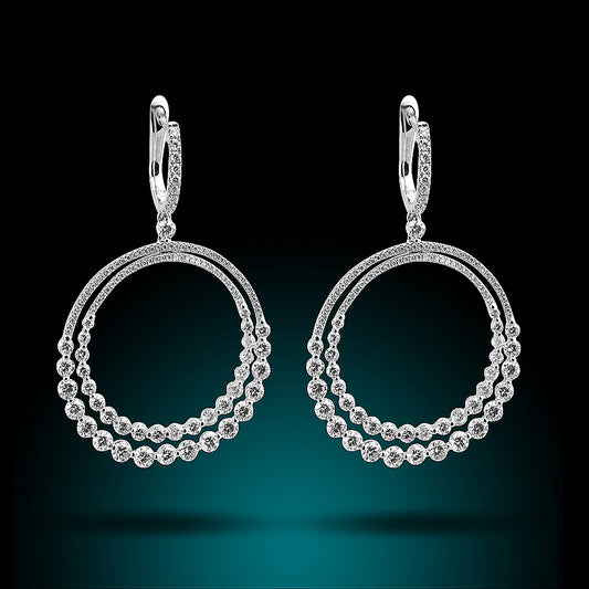 18K White Gold Diamond Earrings Set With 3.97Ct Diamonds
