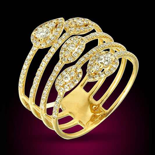 14K Yellow Gold Diamond Ring Set With 0.68Ct Diamonds