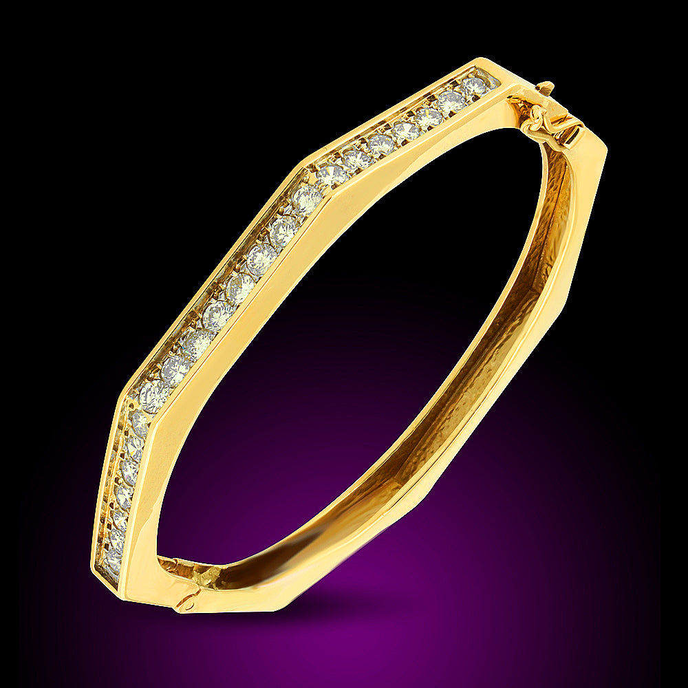 14K Yellow Gold Diamond Bangel Set With 2.0Ct Diamonds