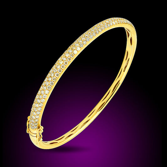 14K Yellow Gold Diamond Bangel Bracelet Set With 2.60Ct Diamonds