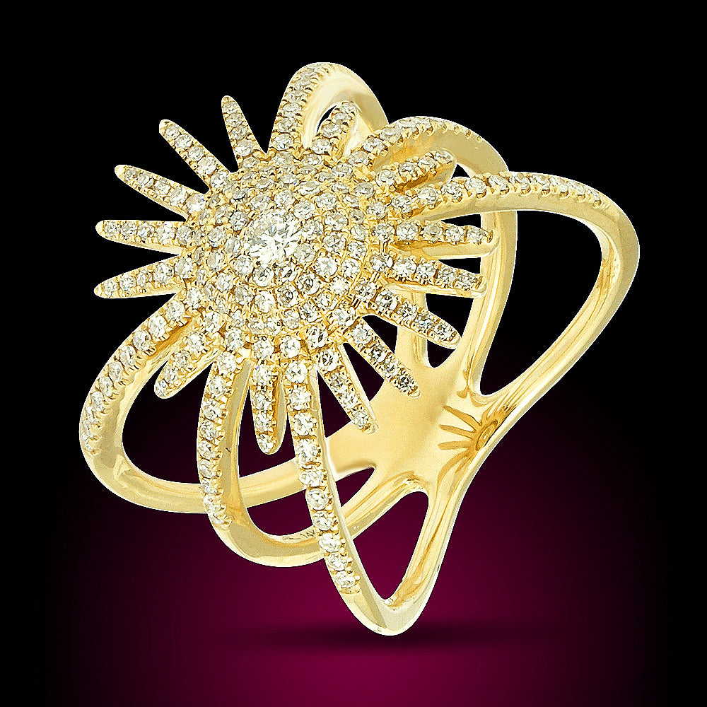 14K Yellow Gold Ring Set With 0.58Ct Diamonds