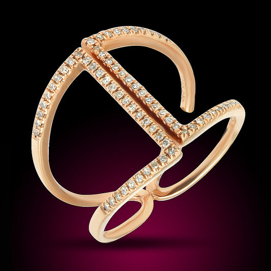 14K Rose Gold Ring With 0.20Ct Diamonds