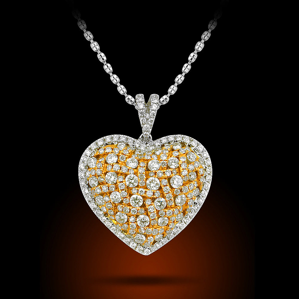 18K White And Rose Gold Diamond Heart Set With 0.92Ct Diamonds