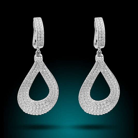 18K White Gold Diamond Earrings Set With 4.17Ct Diamonds