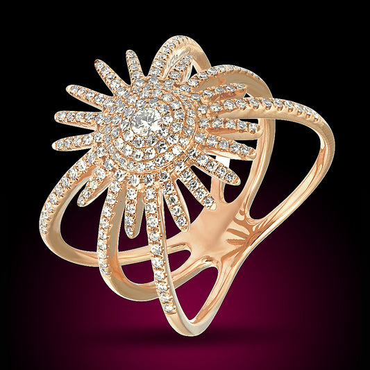 14K Rose Gold Diamond Ring Set With 0.58 Ct Diamonds