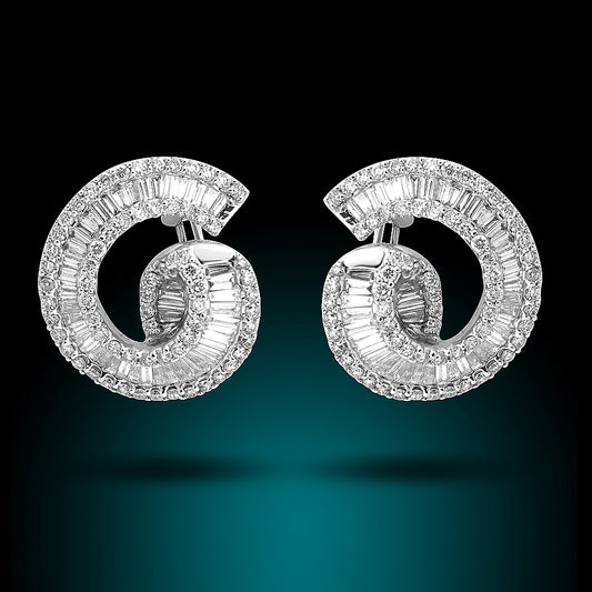14K White Gold Diamond Earrings Set With 6.53Ct Diamonds