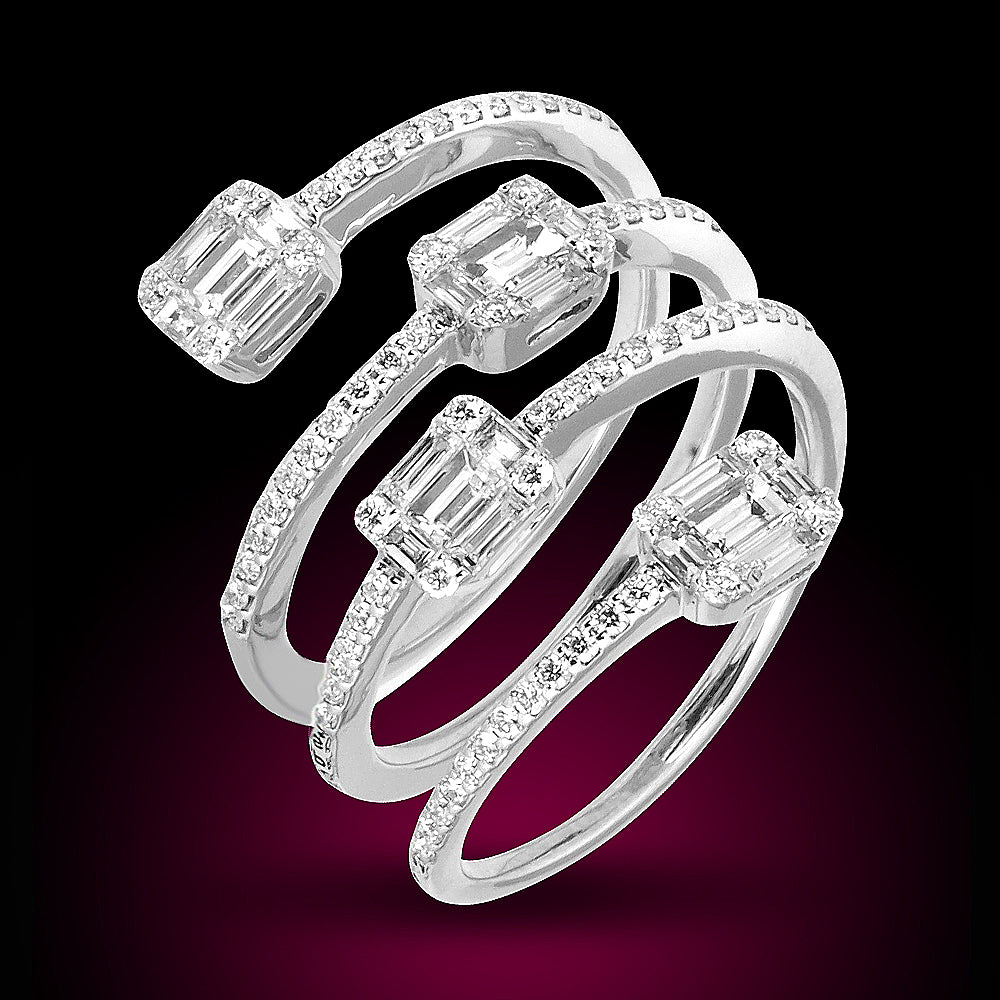 18K White Gold Diamond Ring Set With 1.15Ct Diamonds