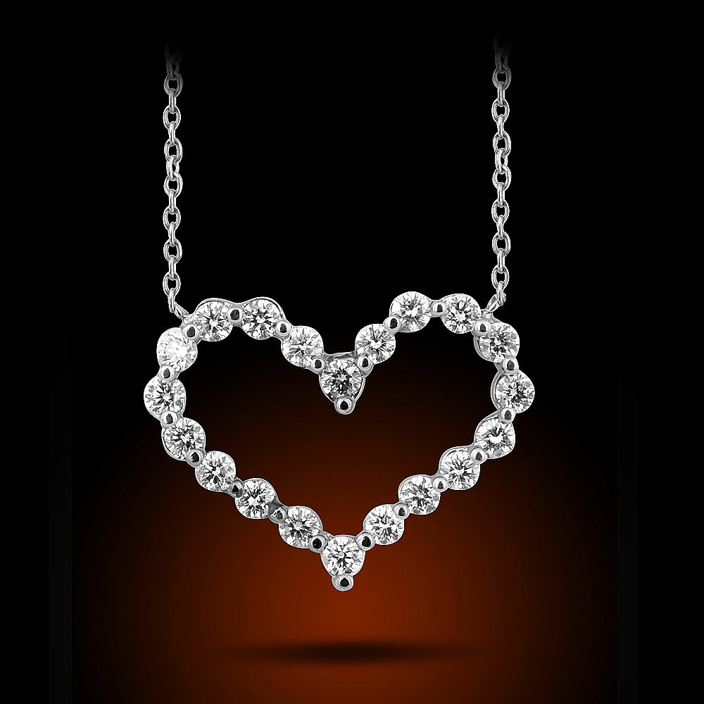 14K White Gold Diamond Heart Set With1.90Ct Diamonds