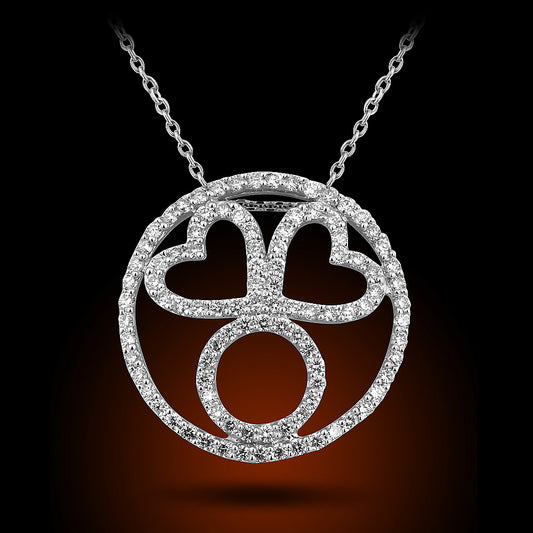 14K White Gold Diamond Pendant Set With 1.50Ct Diamonds