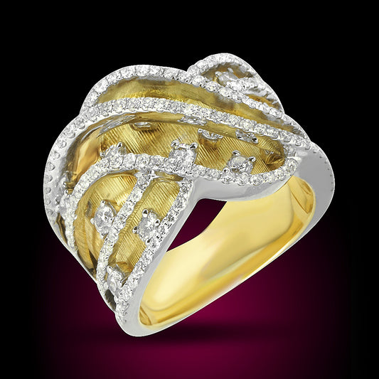 18K Yellow Gold Ring, Set With 1.41Ct Diamonds