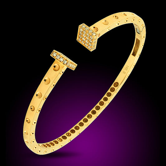14K Yellow Gold Diamond Bangel Set With 0.67 Ct Diamonds