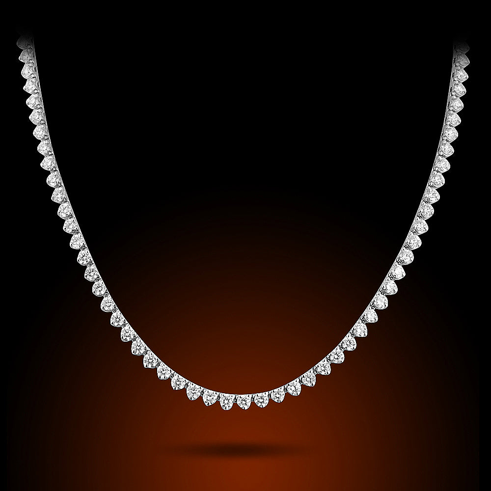 14K White Gold Diamond Tennis Necklace Set With 11.0Ct Diamonds
