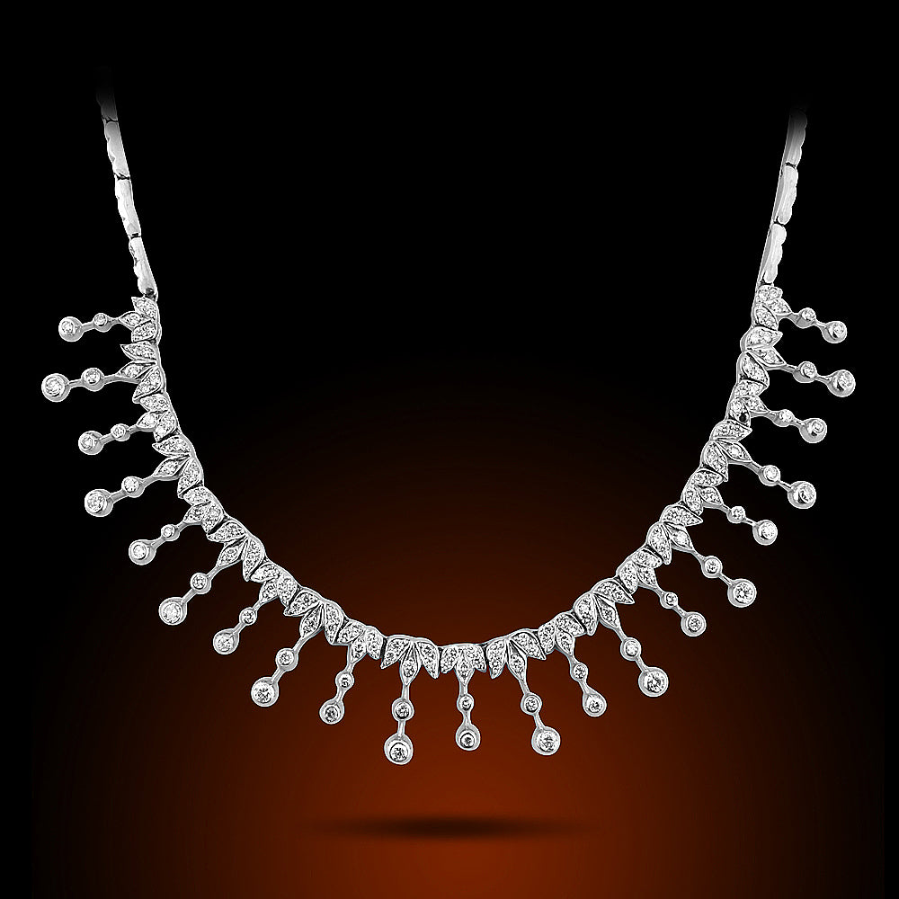 14K White Gold Diamond Necklace Set With 3.00Ct Diamonds