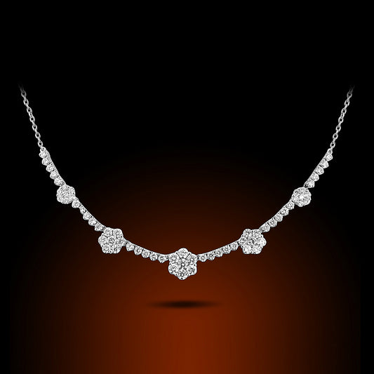 18K White Gold Diamond Necklace Set With 2.56Ct Diamonds