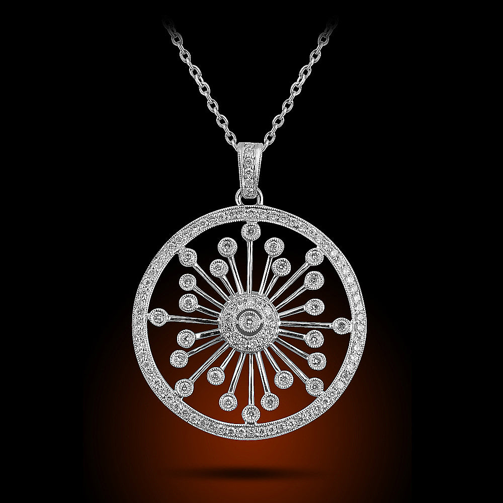 18K White Diamond Pendant Set With 1.00Ct Diamonds