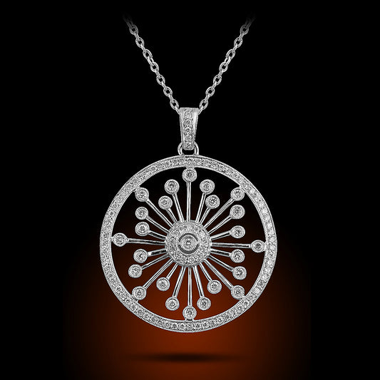 18K White Diamond Pendant Set With 1.00Ct Diamonds