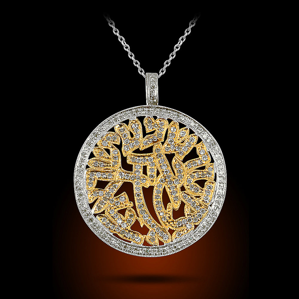 14K Two Tone Pendant With Diamonds 1.00Ct
