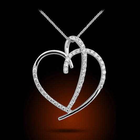 18K White Gold Diamond Heart Set With 1.10Ct Diamonds