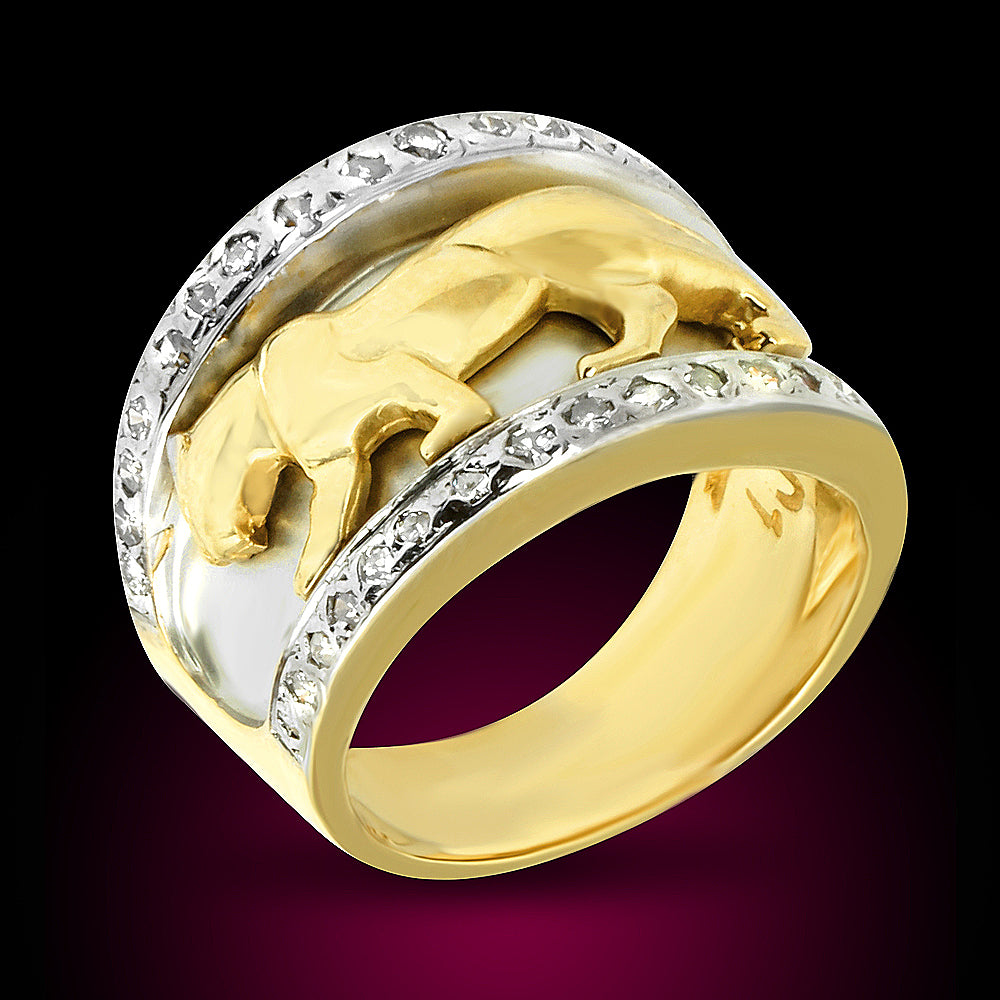 14K Two Tone Diamond Ring Set With0.35 Ct Diamonds