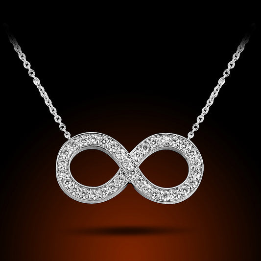 14K White Gold Diamond Infiniti Necklace Set With 0.80Ct Diamonds