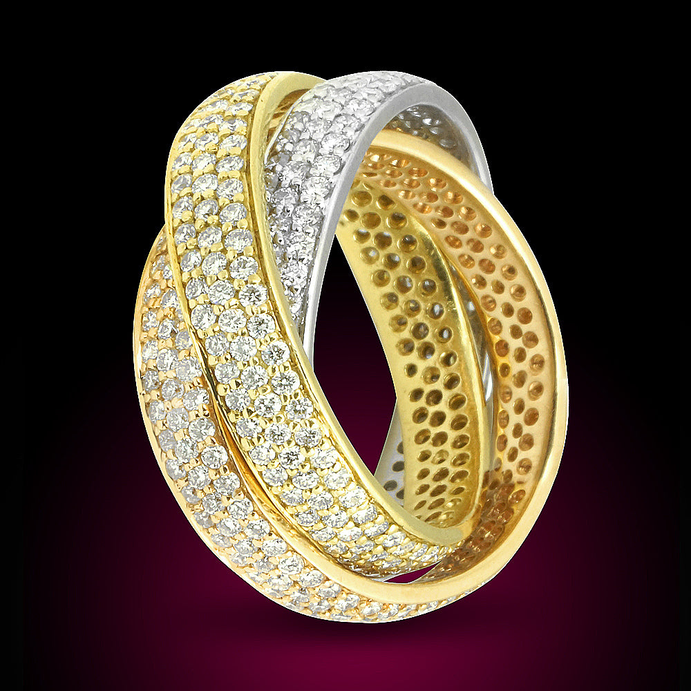 18K Tri Color Ring With 3.67Ct Diamonds