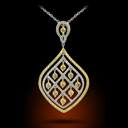 18K White Gold Diamond Pendant Set With 1.80Ct Diamonds