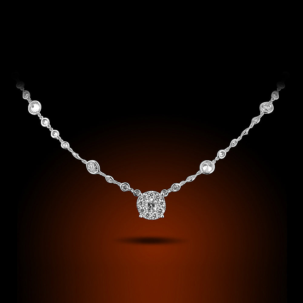 14K White Gold Diamond Necklace Set With 7.0Ct Diamonds