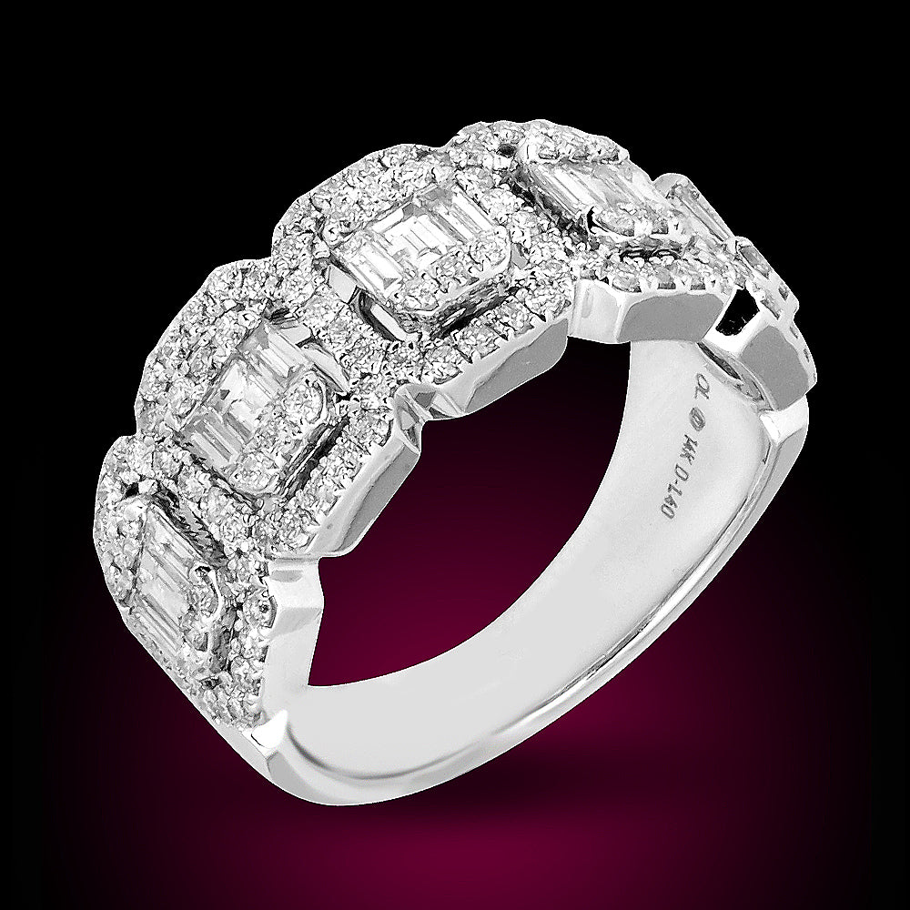 14K White Gold Diamond Band Set With 1.39Ct Diamonds