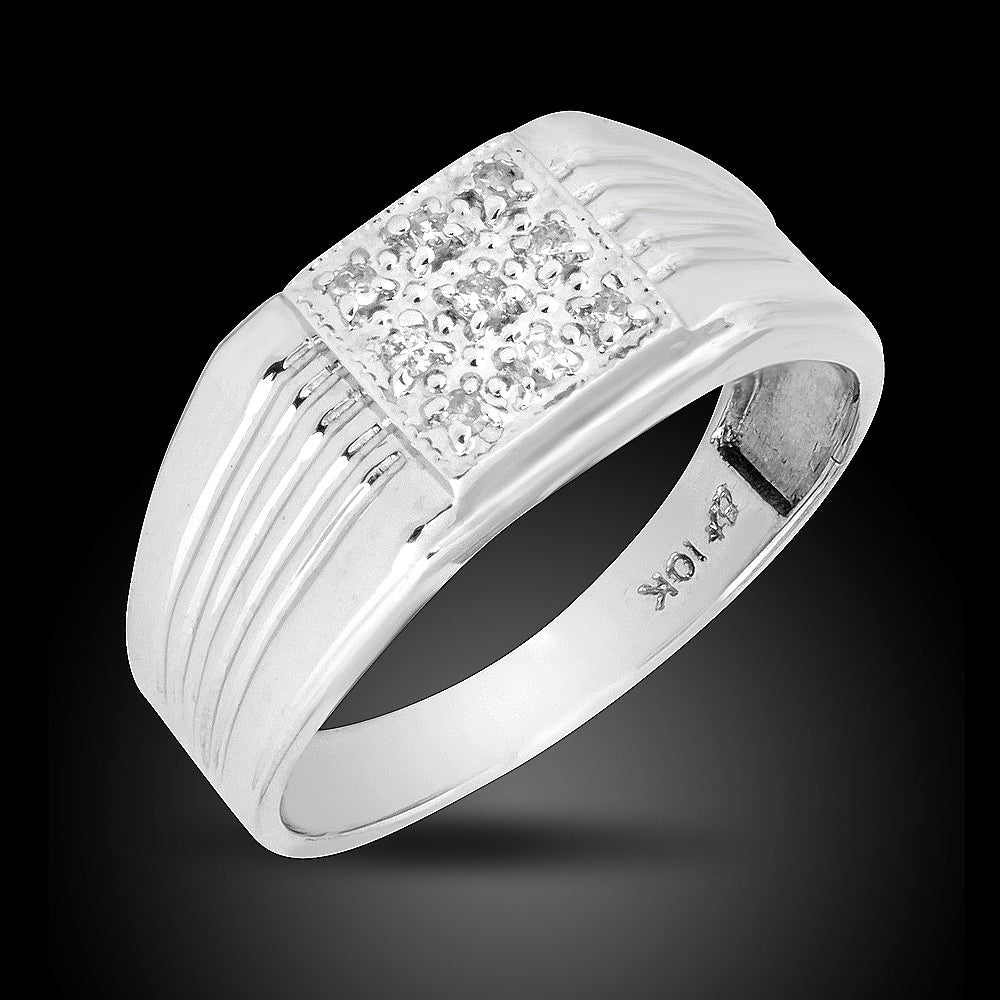 10K White Fold Men Diamond Ring Set With 0.50Ct Diamonds