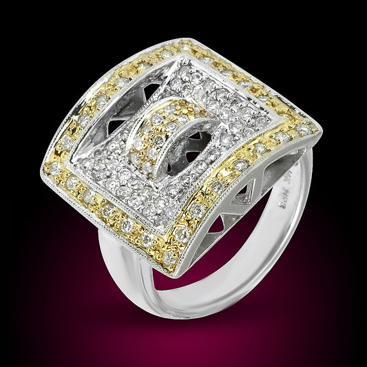 14K Two Tone Ring With 0.75Ct Diamonds